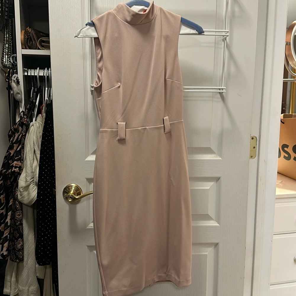 Worn once! Cute pink fitted dress with belt